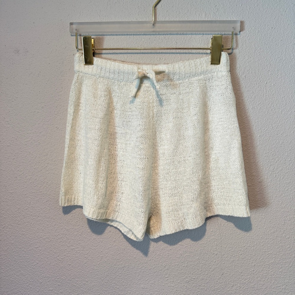 Cotton On Body Womens XS Cream Knit Lounge Shorts Drawstring Ribbed Waistband - Picture 2 of 4
